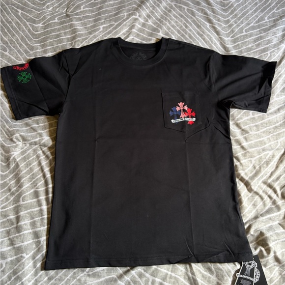 Chrome Hearts Black Tee with Colorful Crosses